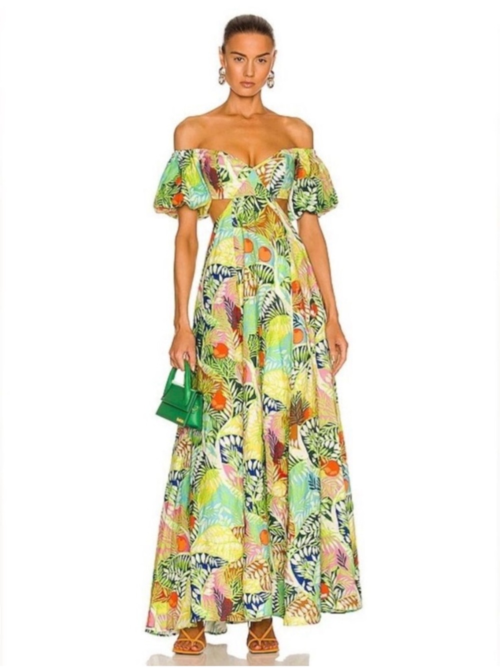 Tropical Off-Shoulder Maxi Dress - Multicolor